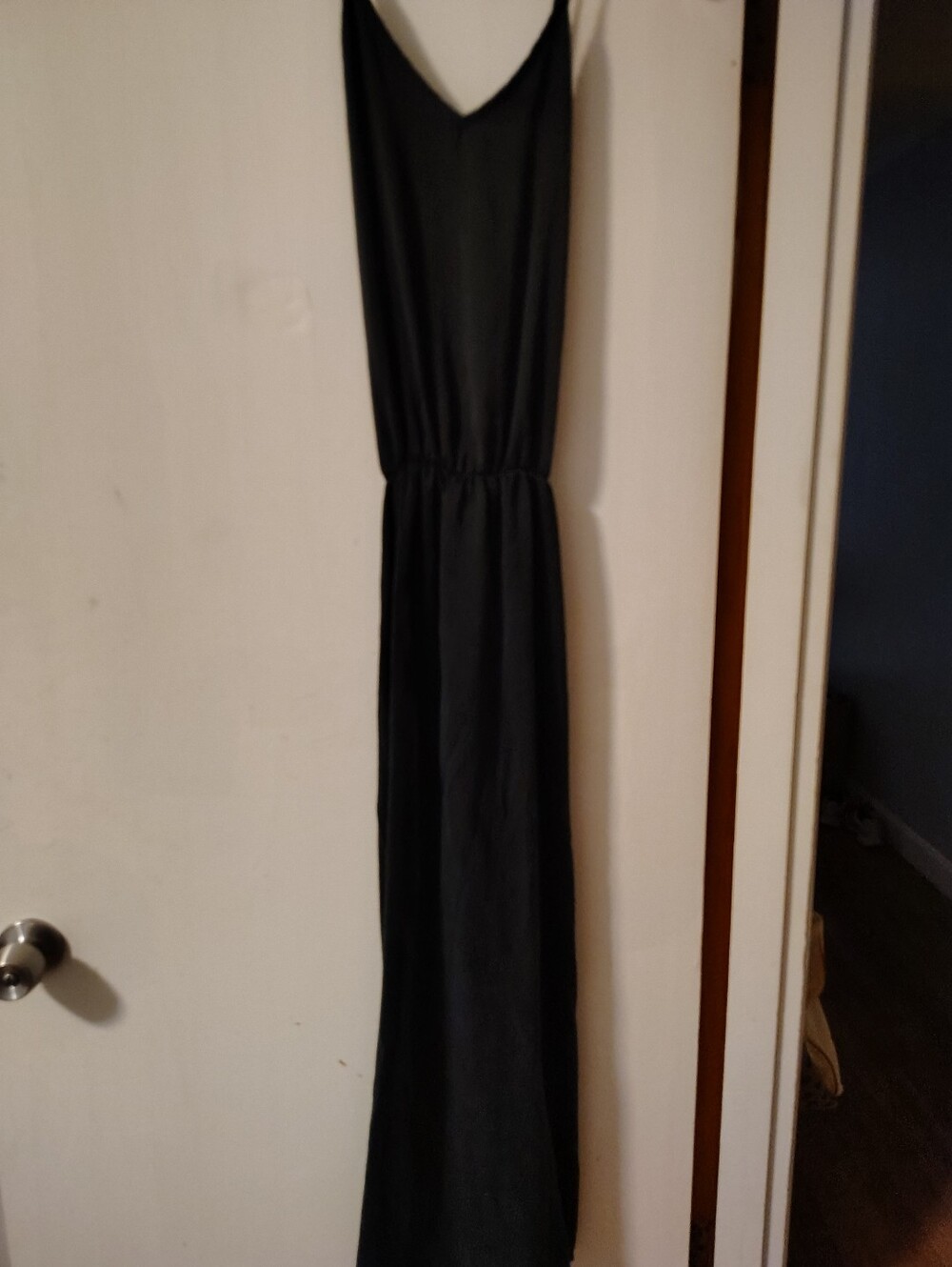 Silky Soft Not Cotton Black V-Neck Maxi Slip Dress